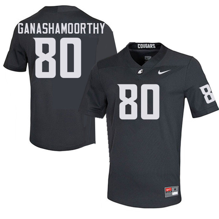 Men #80 Branden Ganashamoorthy Washington State Cougars College Football Jerseys Stitched-Charcoal